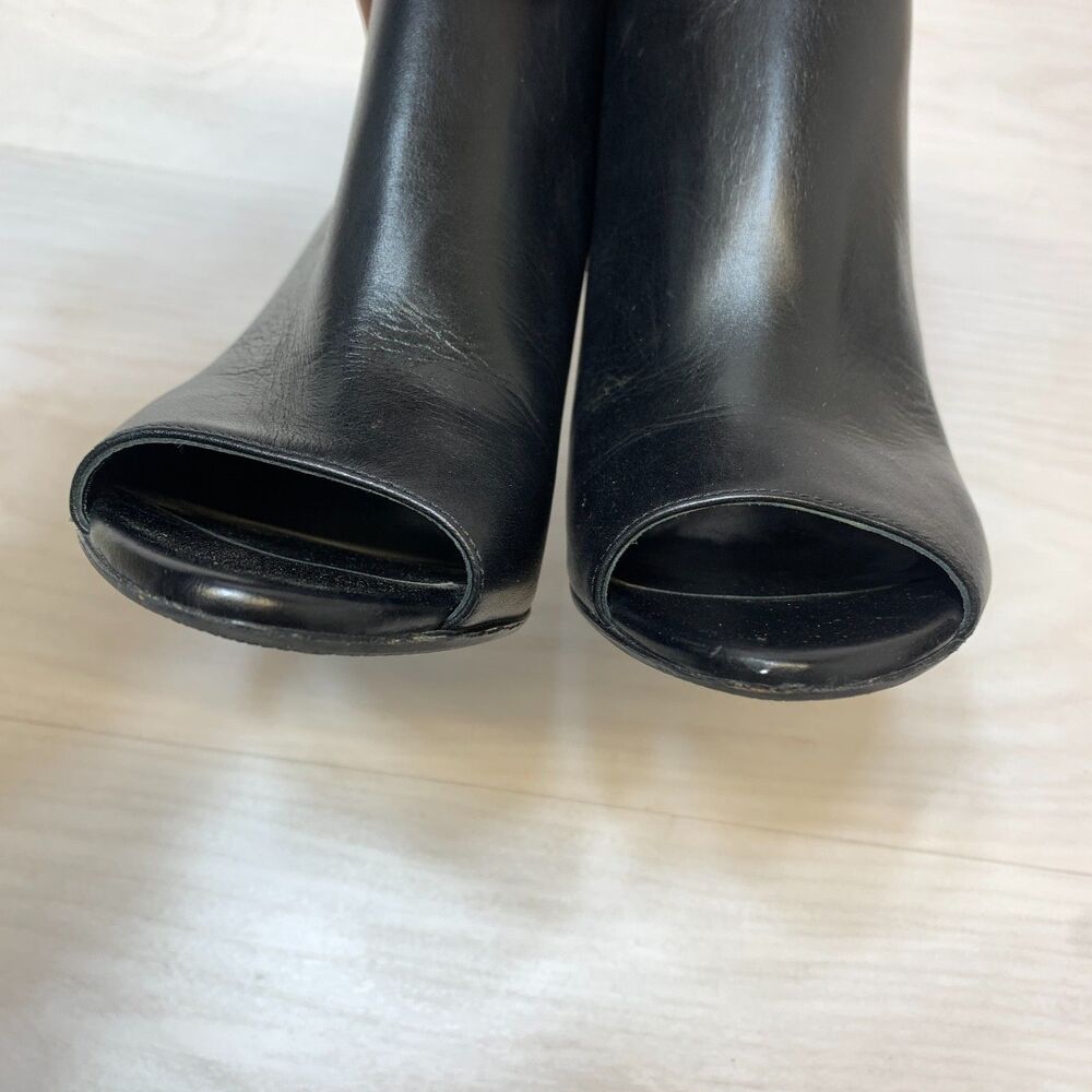 Burberry Ankle Boots Women's Size 8.5 Black Leather Peep Toe Stiletto Heels - Picture 7 of 13